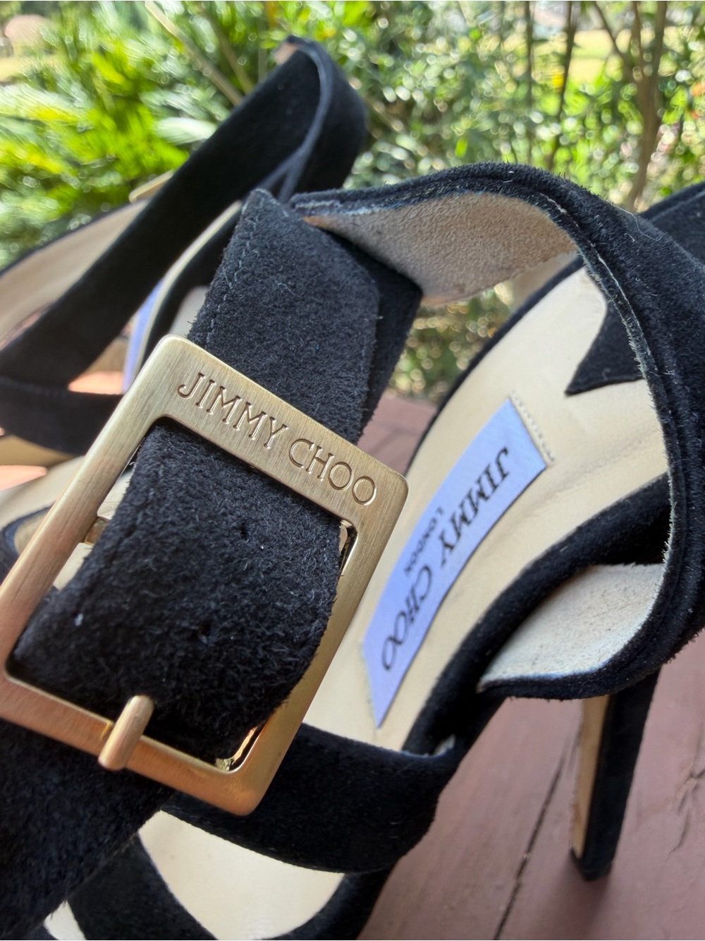 Jimmy Choo Louise Black Suede Platform Heels Size 38 US 7.5 - Picture 5 of 13